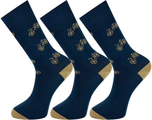 Mysocks 3 Paare Multi Design Knöchelsocken Navy Fahrrad von Mysocks