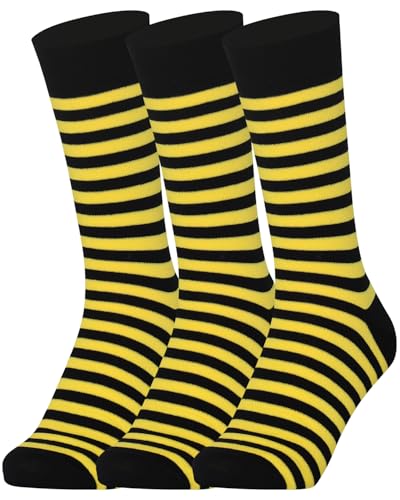 Mysocks Extra Feine Baumwolle, Nahtlose Zehenpartie, Gestreifte Socken 3 Paare Streifen Gelb schwarz 37-41 von Mysocks