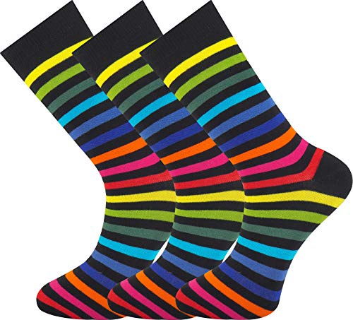 Mysocks Extra Feine Baumwolle, Nahtlose Zehenpartie, Gestreifte Socken 3 Paare Streifen dunkel Sortiert 37-41 von Mysocks