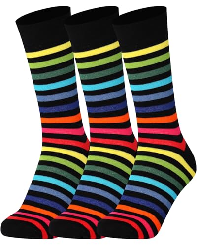 Mysocks Extra Feine Baumwolle, Nahtlose Zehenpartie, Gestreifte Socken 3 Paare Streifen dunkel Sortiert 37-41 von Mysocks