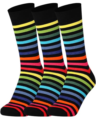 Mysocks Extra Feine Baumwolle, Nahtlose Zehenpartie, Gestreifte Socken 3 Paare Streifen dunkel Sortiert 41-46 von Mysocks