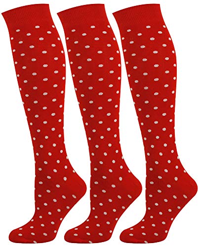 Mysocks Unisex Kniestrümpfe Gepunktet Aus Extra Fein Gekämmter Baumwolle, 3 Paar Gepunktet Rot 37-41 von Mysocks