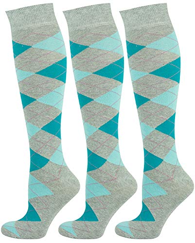 Mysocks 3 Paare Unisex Kniestrümpfe Argyle Socken Minze Türkis auf Asche von Mysocks