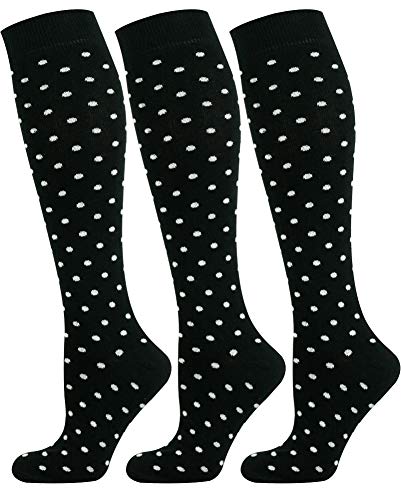 Mysocks Unisex Kniestrümpfe Gepunktet Aus Extra Fein Gekämmter Baumwolle, 3 Paar Gepunktet Schwarz 42-46 von Mysocks