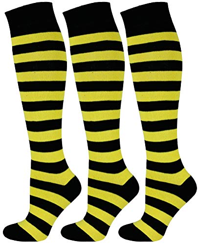 Mysocks 3 Paare Unisex Kniestrümpfe lange Socken Streifen Gelb Schwarz von Mysocks
