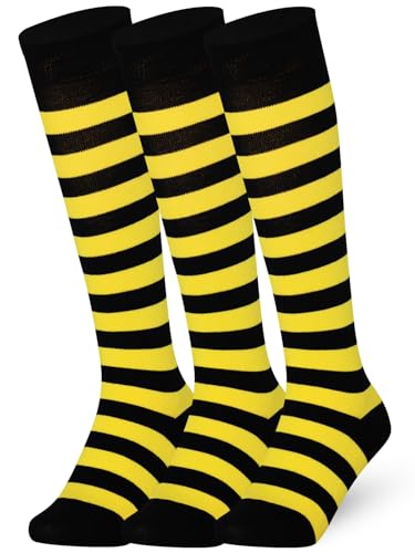 Mysocks 3 Paare Unisex Kniestrümpfe lange Socken Streifen Gelb Schwarz von Mysocks