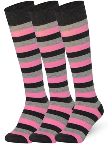 Mysocks 3 Paare Unisex Kniestrümpfe lange Socken Streifen Streifen Türkis dünn von Mysocks