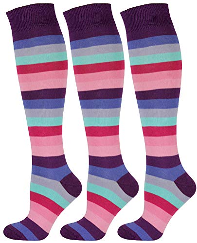 Mysocks 3 Paare Unisex Kniestrümpfe lange Socken Streifen Streifen neu lila von Mysocks