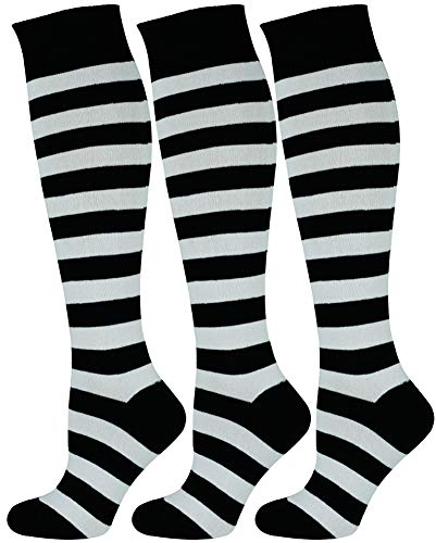 Mysocks 3 Paare Unisex Kniestrümpfe lange Socken Streifen Weiß schwarz von Mysocks