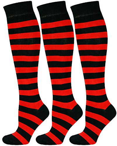 Mysocks 3 Paare Unisex Kniestrümpfe lange Socken Streifen rot schwarz von Mysocks