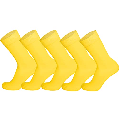 Mysocks Baumwollsocken für Herren und Damen – 5 Paar Multipack, Atmungsaktiv, Weich, Nahtlose Zehenpartie, Crew-Socken – Leicht, Sehr Dünn, Bequem, Einfarbig, Freizeitsocken Gelb, 37-41 von Mysocks