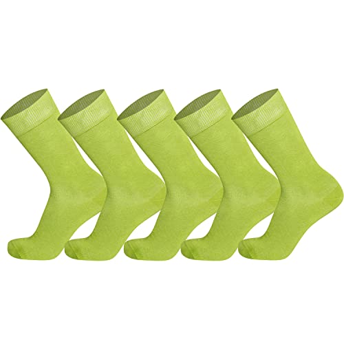 Mysocks Baumwollsocken für Herren und Damen – 5 Paar Multipack, Atmungsaktiv, Weich, Nahtlose Zehenpartie, Crew-Socken – Leicht, Sehr Dünn, Bequem, Einfarbig, Freizeitsocken Hellgrün, 41-46 von Mysocks
