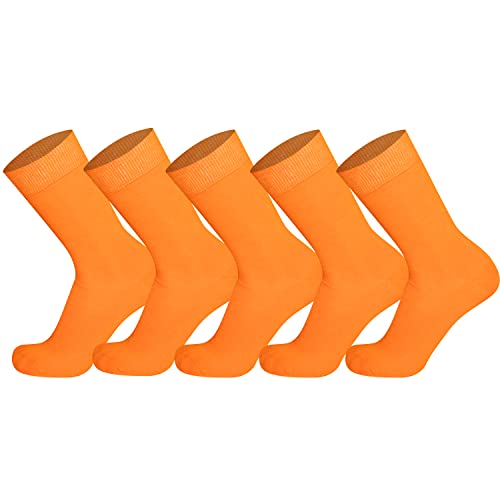 Mysocks Baumwollsocken für Herren und Damen – 5 Paar Multipack, Atmungsaktiv, Weich, Nahtlose Zehenpartie, Crew-Socken – Leicht, Sehr Dünn, Bequem, Einfarbig, Freizeitsocken Orange, 37-41 von Mysocks