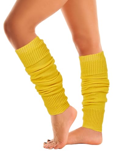 Mysocks Warme Stulpen Damen mit Wolle für Winter Flexibel Weich Beinstulpen Damen, Beinwärmer Kniestrümpfe wenn es Kalt ist, Gelb von Mysocks