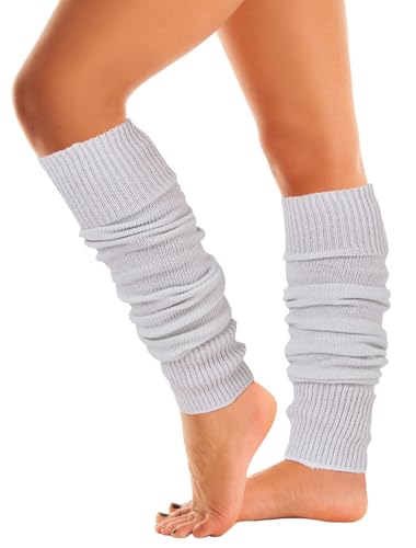 Mysocks Warme Stulpen Damen mit Wolle für Winter Flexibel Weich Beinstulpen Damen, Beinwärmer Kniestrümpfe wenn es Kalt ist, weiß gesprenkelter Glitzer von Mysocks
