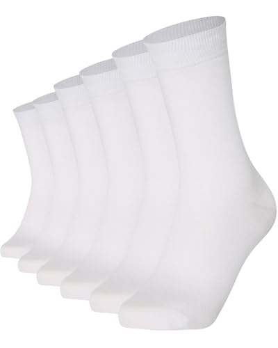 Mysocks Herren/Damen Socken, gekämmte Baumwolle, nahtlose Zehenpartie, 6er-Pack Weiß von Mysocks