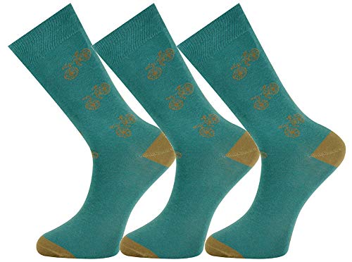 Mysocks Extra Feine Baumwolle, Nahtlose Zehenpartie, Gestreifte Socken 3 Paare Fahrrad grün 41-46 von Mysocks