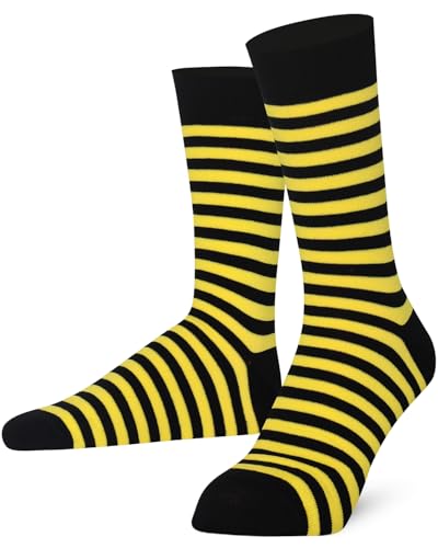 Mysocks Extra Feine Baumwolle, Nahtlose Zehenpartie, Gestreifte Socken Streifen Gelb schwarz 37-41 von Mysocks