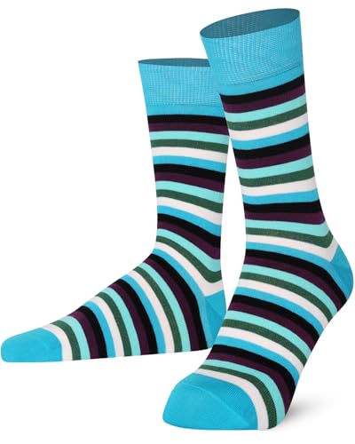 Mysocks Extra Feine Baumwolle, Nahtlose Zehenpartie, Gestreifte Socken Streifen Multi blau 41-46 von Mysocks