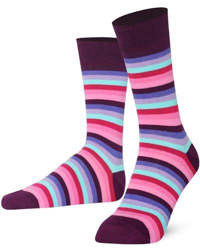 Mysocks Extra Feine Baumwolle, Nahtlose Zehenpartie, Gestreifte Socken Streifen Multi lila Türkis Streifen 41-46 von Mysocks