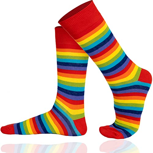 Mysocks Extra Feine Baumwolle, Nahtlose Zehenpartie, Gestreifte Socken Streifen Regenbogen 37-41 von Mysocks