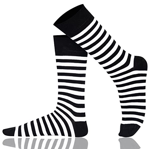 Mysocks Extra Feine Baumwolle, Nahtlose Zehenpartie, Gestreifte Socken Streifen weiß schwarz 37-41 von Mysocks
