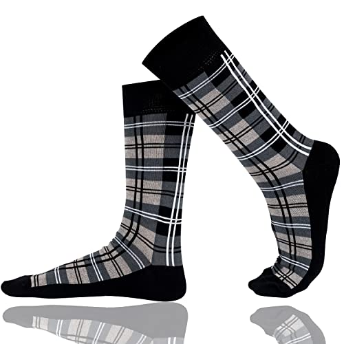 Mysocks Extra Feine Baumwolle, Nahtlose Zehenpartie, Gestreifte Socken Überprüft grau 37-41 von Mysocks