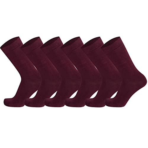 Mysocks Herren/Damen Socken, gekämmte Baumwolle, nahtlose Zehenpartie, 6er-Pack Burgund von Mysocks