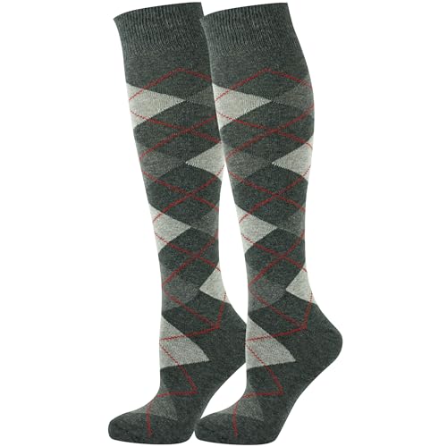 Mysocks Herren Kniestrümpfe Argyle, 2 Paar Argyle Dark Anthracite, Anthrazit Ash, 4-7 von Mysocks