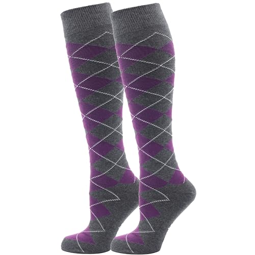 Mysocks Herren Kniestrümpfe Argyle, 2 Paar Argyle-Lila und Anthrazit, 4-7 von Mysocks
