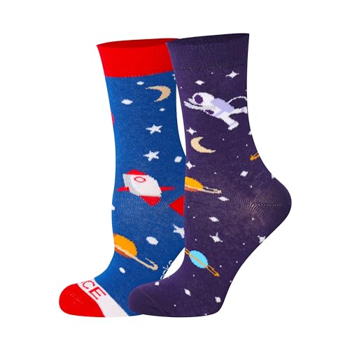 Mysocks Kinder 2 Paar Crew-Socken mit Space-Muster 27-31 von Mysocks