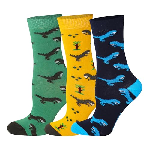 Mysocks Kinder 3 Paar Crew-Socken mit Dinosaurier-Muster 32-36 von Mysocks