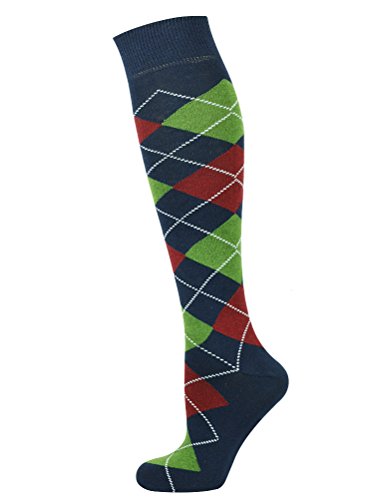 Mysocks Kinder Kniestrümpfe Socken Argyle Navy Rot Grün, 31-36 von Mysocks