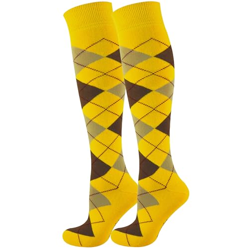 Mysocks Kniestrümpfe Argyle Socken Gelb 42-46 von Mysocks