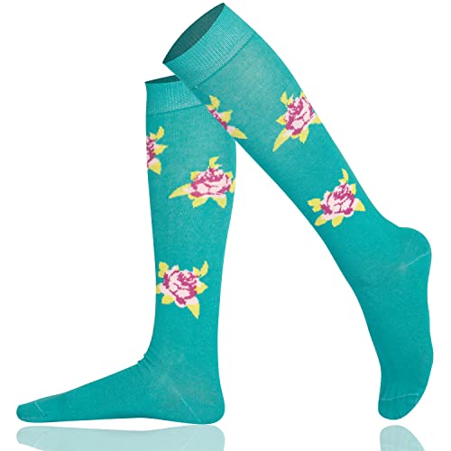 Mysocks Kniestrümpfe Blume Socken Grün Rose von Mysocks