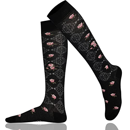 Mysocks Kniestrümpfe Blume Socken schwarze Blume Rebe von Mysocks