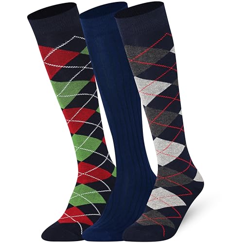 Mysocks Kniestrümpfe Damen Kniestrümpfe Herren - Unisex Knee High Socks Knie Strümpfe - Gekämmte Baumwolle Knie Strümpfe, 3 Paare Multi Design 02, 42-46 von Mysocks