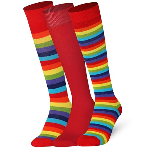 Mysocks Kniestrümpfe Damen Kniestrümpfe Herren - Unisex Knee High Socks Knie Strümpfe - Gekämmte Baumwolle Knie Strümpfe, 3 Paare Multi Design 05, 42-46 von Mysocks