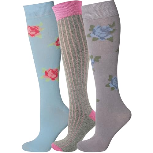 Mysocks Kniestrümpfe Damen Ringelsocken 3 Paar - Unisex Stützstrümpfe Damen Kniestrümpfe Herren - Reitsocken Knee High Socks Lange Socken Damen Karneval 37-41, Multi-Ebene-102 von Mysocks
