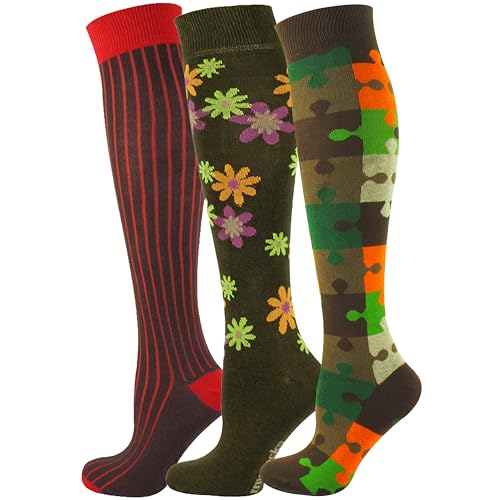 Mysocks Kniestrümpfe Damen Ringelsocken 3 Paar - Unisex Stützstrümpfe Damen Kniestrümpfe Herren - Reitsocken Knee High Socks Lange Socken Damen Karneval 37-41, Multi-Ebene-104 von Mysocks