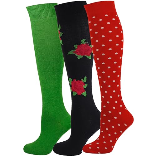 Mysocks Kniestrümpfe Damen Ringelsocken 3 Paar - Unisex Stützstrümpfe Damen Kniestrümpfe Herren - Reitsocken Knee High Socks Lange Socken Damen Karneval 37-41, Multi-Ebene-105 von Mysocks