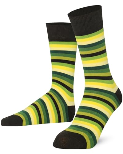 Mysocks Extra Feine Baumwolle, Nahtlose Zehenpartie, Gestreifte Socken Streifen Multi Grün 41-46 von Mysocks