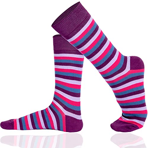 Mysocks Extra Feine Baumwolle, Nahtlose Zehenpartie, Gestreifte Socken Streifen Multi lila 41-46 von Mysocks