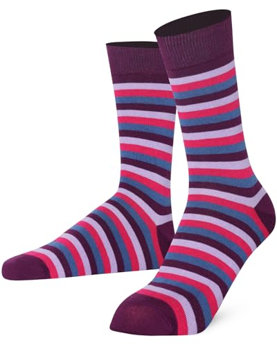 Mysocks Extra Feine Baumwolle, Nahtlose Zehenpartie, Gestreifte Socken Streifen Multi lila 41-46 von Mysocks