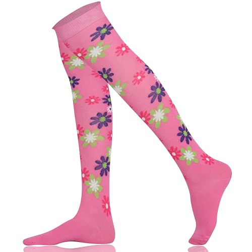 Mysocks Über das Knie Socken Blume Entwurf Limette lila Rosa Blumen von Mysocks