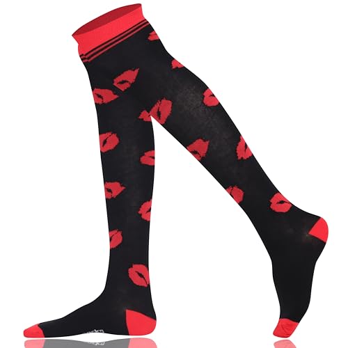 Mysocks Über das Knie Socken schwarz Lippen von Mysocks