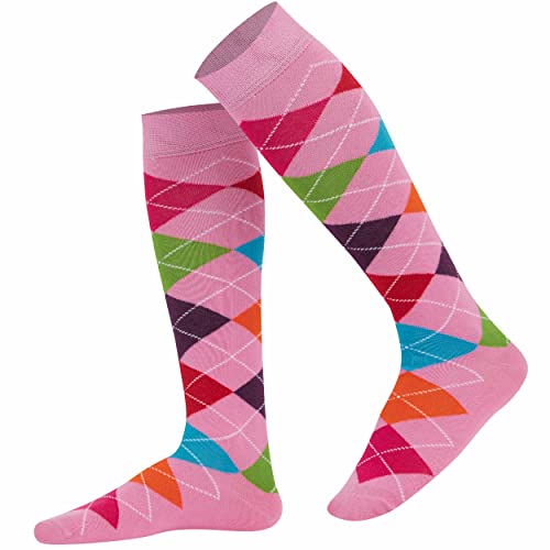 Mysocks Unisex Kniestrümpfe Argyle Socken 7 Farbe rosa von Mysocks