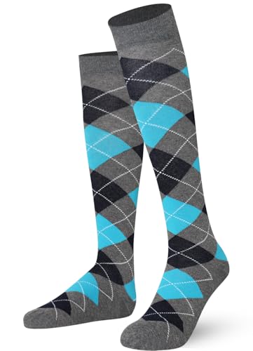 Mysocks Unisex Kniestrümpfe Argyle Socken Asche Marine Türkis von Mysocks