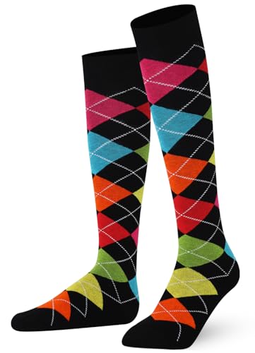 Mysocks Unisex Kniestrümpfe Argyle Socken Verschiedene 7 Farben Schwarz von Mysocks