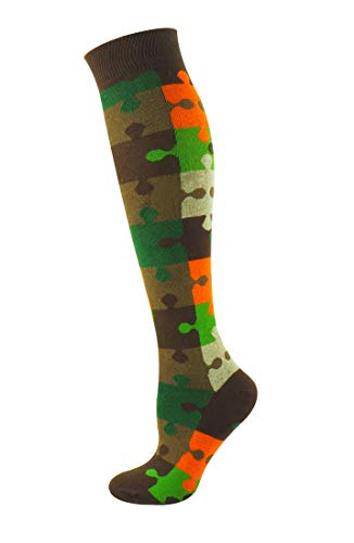 Mysocks Unisex Kniestrümpfe Puzzle, Puzzle Braun, 4-7 von Mysocks